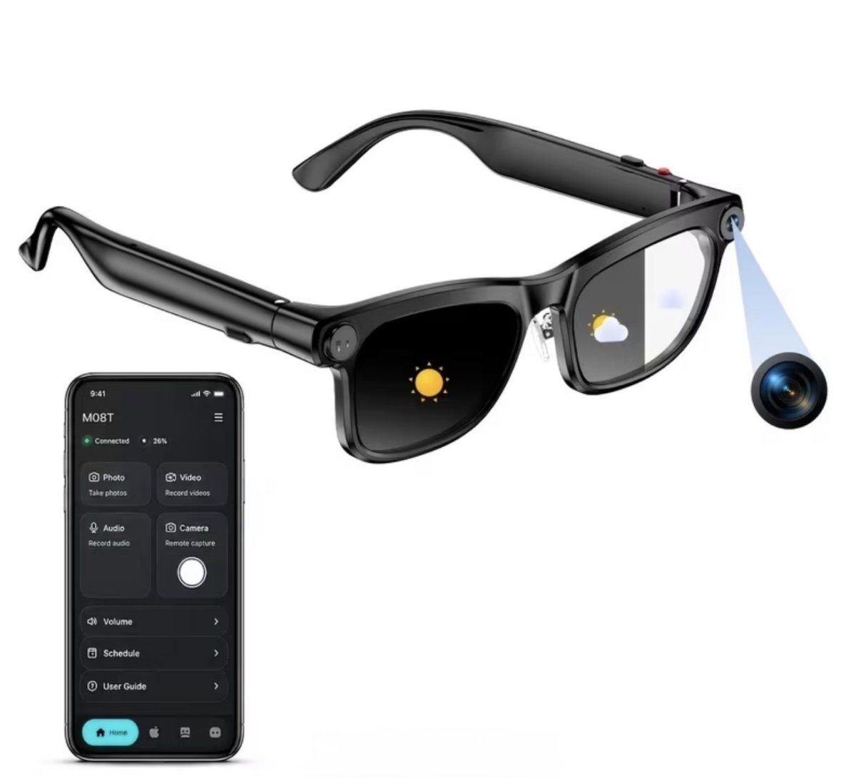 Lunettes intelligentes IA, équipées d'une caméra