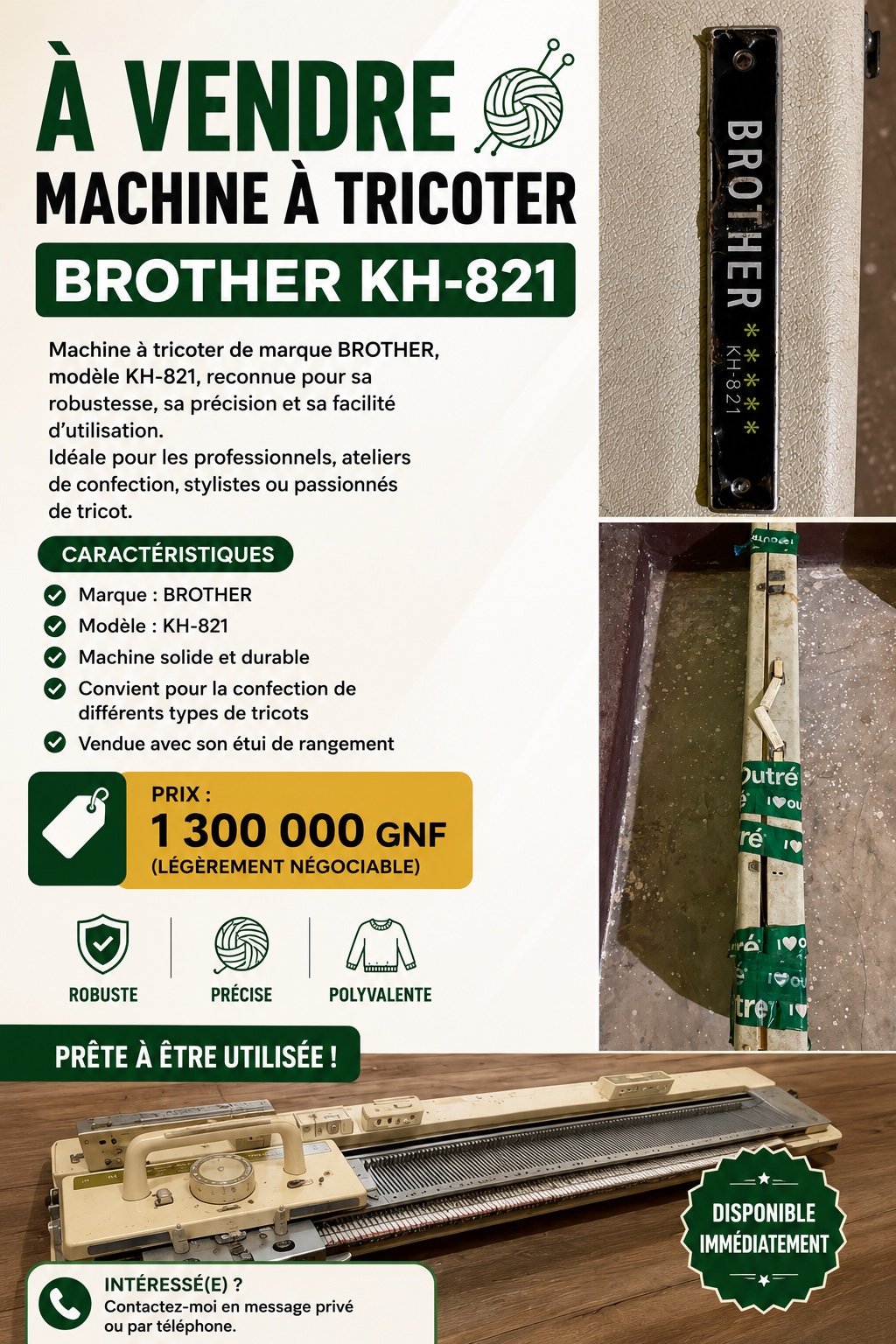 🧶 Machine à tricoter BROTHER KH-821 à vendre