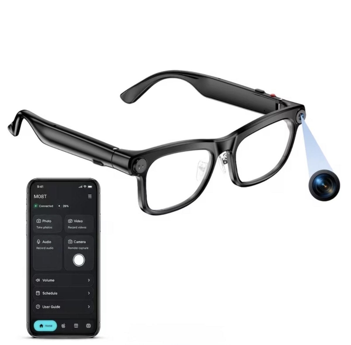 Lunettes intelligentes IA, équipées d'une caméra